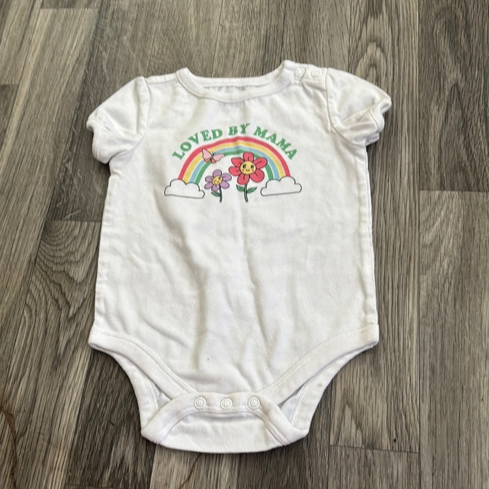 Garanimals White and Green Bodysuit with Snap Closures